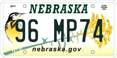 NE license plate 96MP74