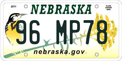 NE license plate 96MP78