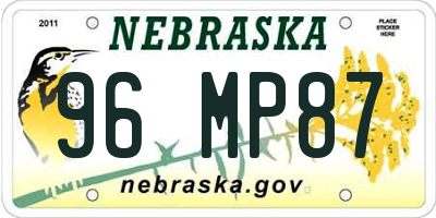 NE license plate 96MP87