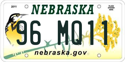 NE license plate 96MQ11