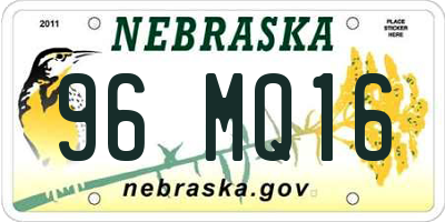 NE license plate 96MQ16