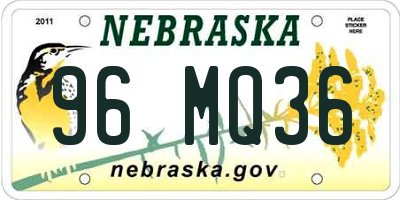 NE license plate 96MQ36
