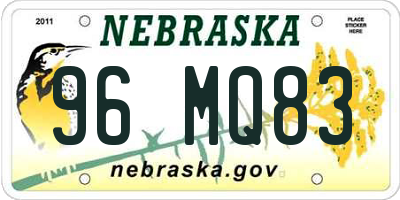 NE license plate 96MQ83