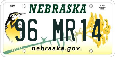 NE license plate 96MR14