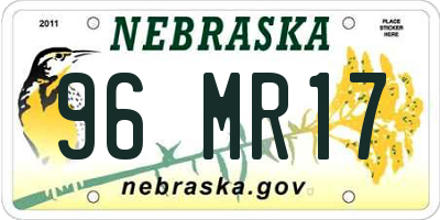 NE license plate 96MR17