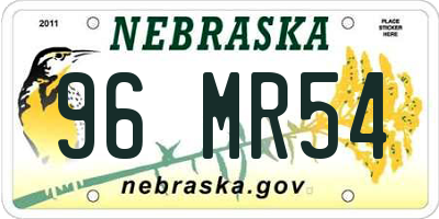 NE license plate 96MR54