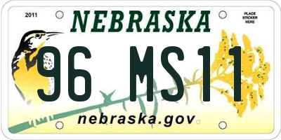 NE license plate 96MS11