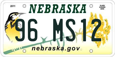 NE license plate 96MS12