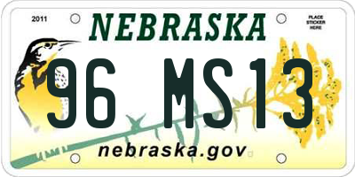 NE license plate 96MS13