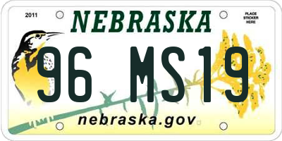 NE license plate 96MS19