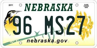 NE license plate 96MS27