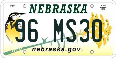 NE license plate 96MS30