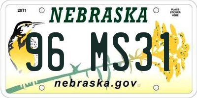 NE license plate 96MS31