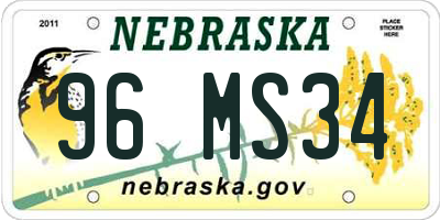 NE license plate 96MS34