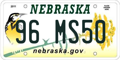 NE license plate 96MS50