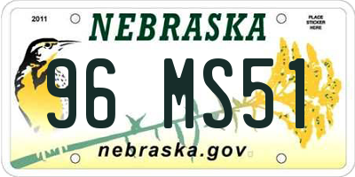 NE license plate 96MS51
