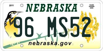 NE license plate 96MS52