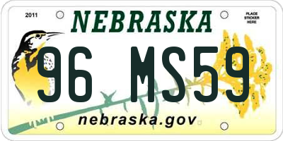 NE license plate 96MS59