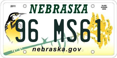NE license plate 96MS61