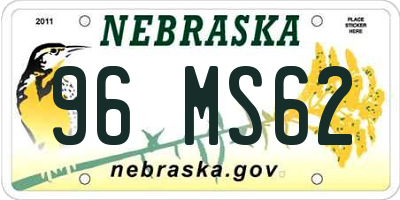 NE license plate 96MS62