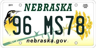 NE license plate 96MS78