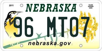 NE license plate 96MT07