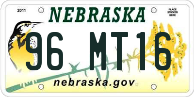 NE license plate 96MT16
