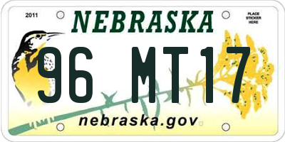 NE license plate 96MT17