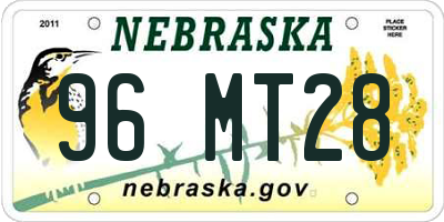 NE license plate 96MT28