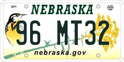 NE license plate 96MT32