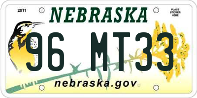 NE license plate 96MT33