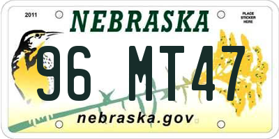 NE license plate 96MT47