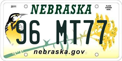 NE license plate 96MT77