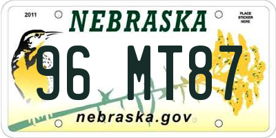 NE license plate 96MT87