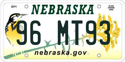 NE license plate 96MT93