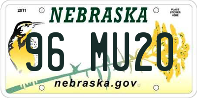 NE license plate 96MU20