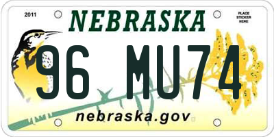 NE license plate 96MU74
