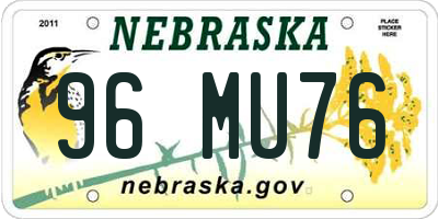 NE license plate 96MU76
