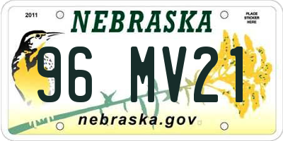 NE license plate 96MV21