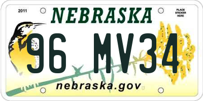 NE license plate 96MV34