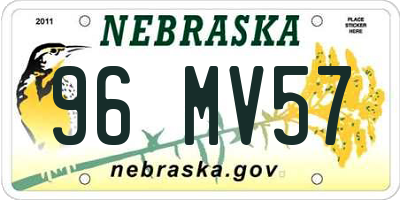 NE license plate 96MV57