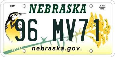 NE license plate 96MV71