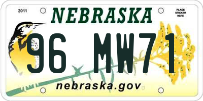 NE license plate 96MW71