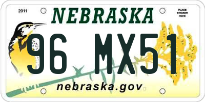 NE license plate 96MX51
