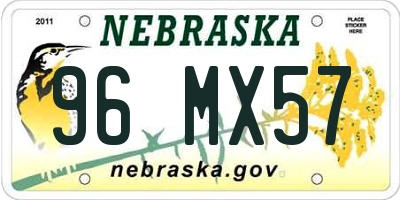 NE license plate 96MX57