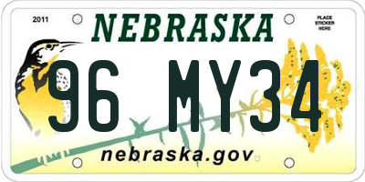 NE license plate 96MY34