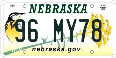 NE license plate 96MY78