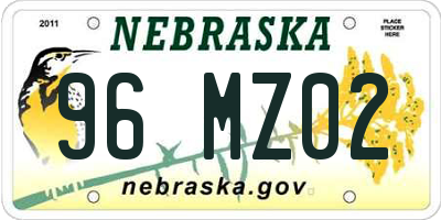 NE license plate 96MZ02