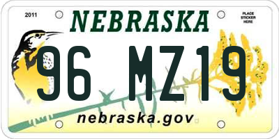 NE license plate 96MZ19