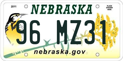 NE license plate 96MZ31